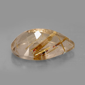 Cuarzo rutilado amarillo natural de 8,23 ct, en forma de pera, opaco