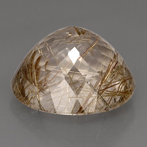 Cuarzo rutilado amarillo natural de 16,59 ct, transparente, transparente / translúcido
