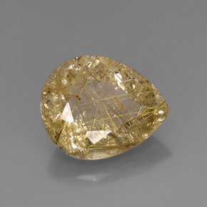 Cuarzo rutilado amarillo natural de 16,38 ct, transparente, transparente / translúcido