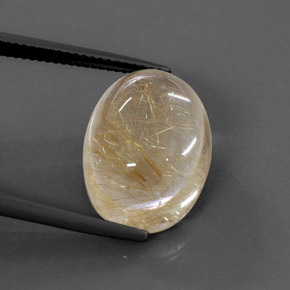 Cuarzo rutilado amarillo natural de 14,22 ct, corte óvalo, transparente