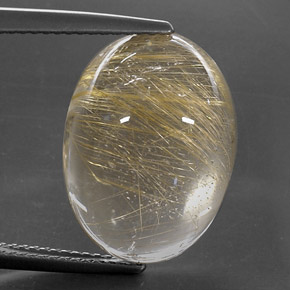 Cuarzo rutilado amarillo natural de 13,78 ct, corte óvalo, transparente