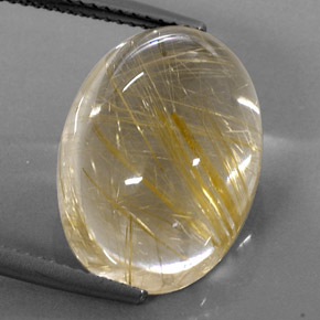 Cuarzo rutilado amarillo natural de 14,80 ct, corte óvalo, transparente
