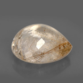 Cuarzo rutilado incoloro natural de 12,48 ct, transparente, transparente / translúcido