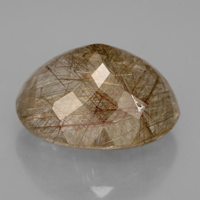 Cuarzo rutilado marrón natural de 10,90 ct, transparente, transparente / translúcido