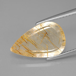 Cuarzo rutilado amarillo natural de 4,10 ct, en forma de pera, transparente