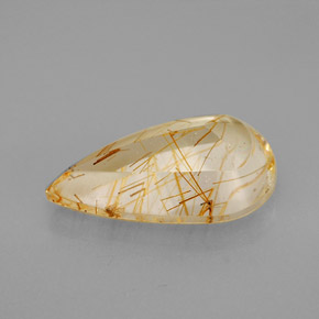 Cuarzo rutilado amarillo natural de 4,10 ct, en forma de pera, transparente