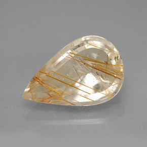 Cuarzo rutilado amarillo natural de 5,90 ct, en forma de pera, transparente