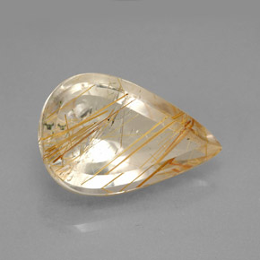 Cuarzo rutilado amarillo natural de 5,90 ct, en forma de pera, transparente