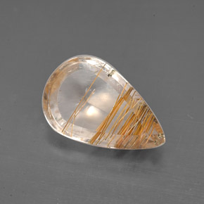 Cuarzo rutilado incoloro natural de 3,41 ct, en forma de pera, transparente