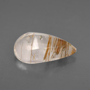 Cuarzo rutilado incoloro natural de 3,41 ct, en forma de pera, transparente