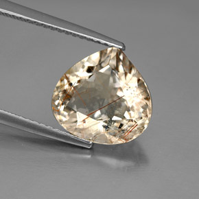 Cuarzo rutilado amarillo natural de 3,65 ct, en forma de pera, transparente