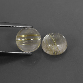 Gemas de cuarzo rutilado amarillo natural de  ct, corte redondo, transparente