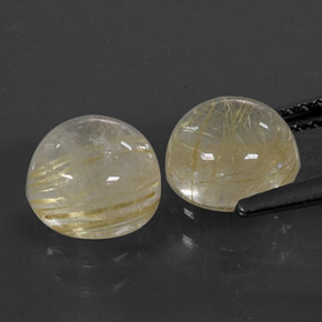 Gemas de cuarzo rutilado amarillo natural de  ct, corte redondo, transparente