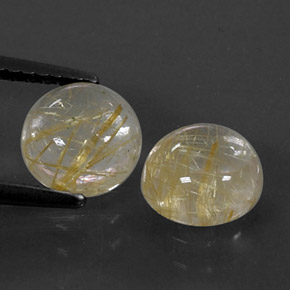 Gemas de cuarzo rutilado amarillo natural de  ct, corte redondo, transparente