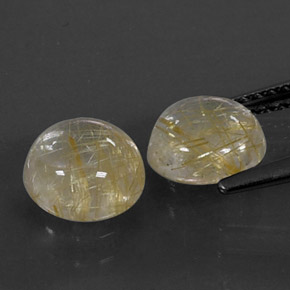 Gemas de cuarzo rutilado amarillo natural de  ct, corte redondo, transparente