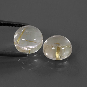 Gemas de cuarzo rutilado amarillo natural de  ct, corte redondo, transparente
