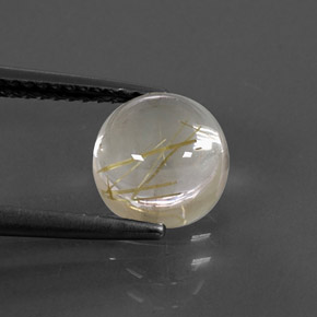 Cuarzo rutilado amarillo natural de 2,57 ct, corte redondo, transparente
