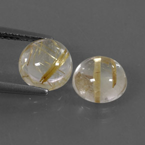 Gemas de cuarzo rutilado amarillo natural de  ct, corte redondo, transparente