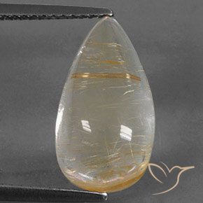 Cuarzo rutilo Marrón-dorado muy claro natural de 6.65 ct, En forma de pera, Transparente