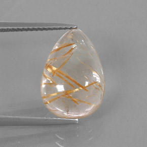 Cuarzo rutilado amarillo natural de 7,12 ct, en forma de pera, transparente