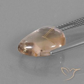 Cuarzo rutilo Marrón-dorado muy claro natural de 6.41 ct, En forma de pera, Transparente