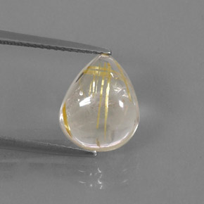 Cuarzo rutilado amarillo natural de 4,61 ct, en forma de pera, transparente