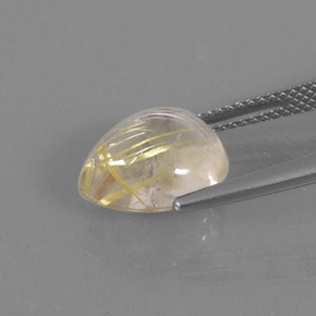 Cuarzo rutilado amarillo natural de 4,61 ct, en forma de pera, transparente