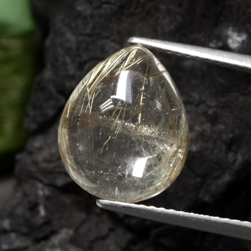 Cuarzo rutilado amarillo natural de 6,56 ct, en forma de pera, transparente