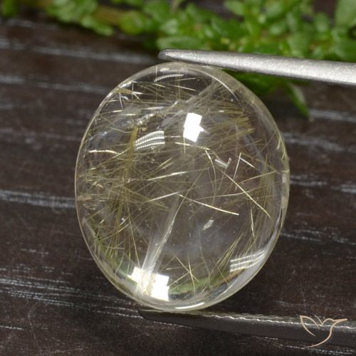 Cuarzo rutilado dorado natural de 11,77 ct, corte óvalo, transparente