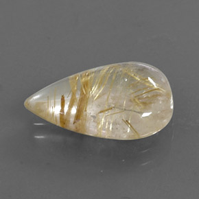 Cuarzo rutilado amarillo natural de 6,38 ct, en forma de pera, transparente