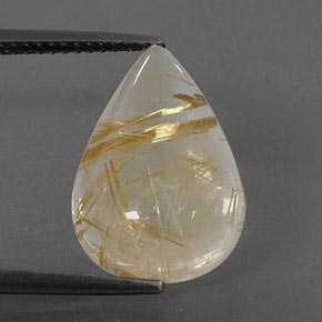 Cuarzo rutilado amarillo natural de 6,38 ct, en forma de pera, transparente