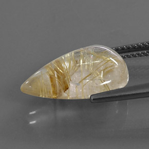 Cuarzo rutilado amarillo natural de 6,38 ct, en forma de pera, transparente