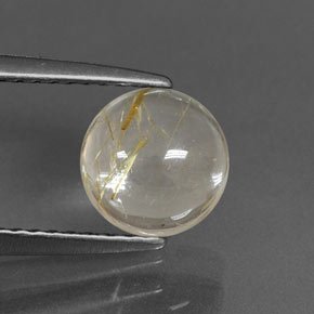 Cuarzo rutilado amarillo natural de 1,53 ct, corte redondo, transparente