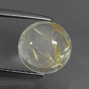 Cuarzo rutilado amarillo natural de 2,11 ct, corte redondo, transparente
