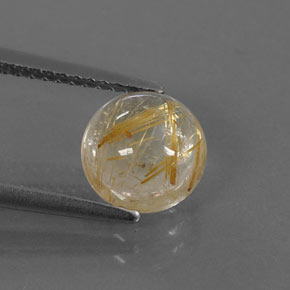 Cuarzo rutilado amarillo natural de 2,00 ct, corte redondo, transparente