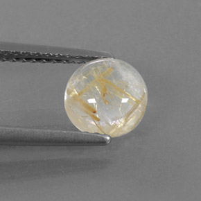 Cuarzo rutilado amarillo natural de 1,33 ct, corte redondo, transparente
