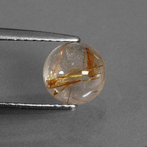 Cuarzo rutilado amarillo natural de 1,33 ct, corte redondo, transparente