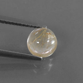 Cuarzo rutilado amarillo natural de 1,62 ct, corte redondo, transparente