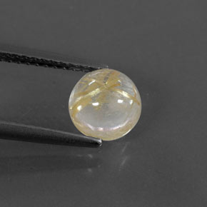 Cuarzo rutilado amarillo natural de 1,37 ct, corte redondo, transparente