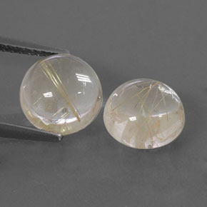 Gemas de cuarzo rutilado amarillo natural de  ct, corte redondo, transparente