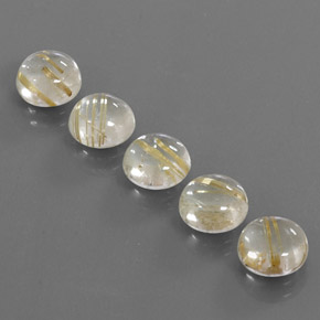 Gemas de cuarzo rutilado amarillo natural de  ct, corte redondo, transparente