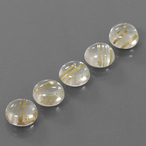 Gemas de cuarzo rutilado amarillo natural de  ct, corte redondo, transparente