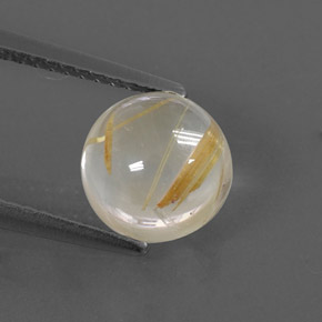 Cuarzo rutilado amarillo natural de 2,74 ct, corte redondo, transparente