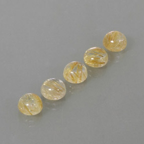 Gemas de cuarzo rutilado amarillo natural de  ct, corte redondo, transparente