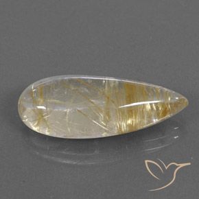 Cuarzo rutilo Marrón-dorado muy claro natural de 13.10 ct, En forma de pera, Transparente