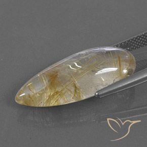Cuarzo rutilo Marrón-dorado muy claro natural de 13.10 ct, En forma de pera, Transparente