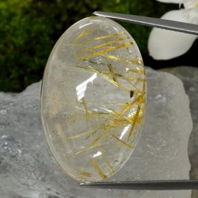 Cuarzo rutilado amarillo natural de 42,48 ct, corte óvalo, transparente