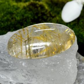 Cuarzo rutilado amarillo natural de 42,48 ct, corte óvalo, transparente