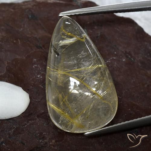 20.18ct Natural Marrón-dorado muy claro Cuarzo rutilo, En forma de pera, Transparente