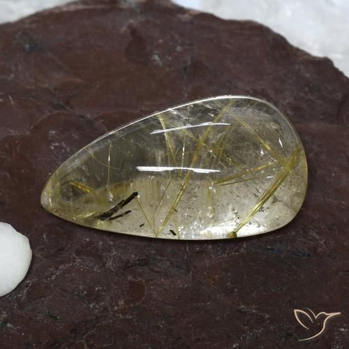 Cuarzo rutilo Marrón-dorado muy claro natural de 20.18 ct, En forma de pera, Transparente